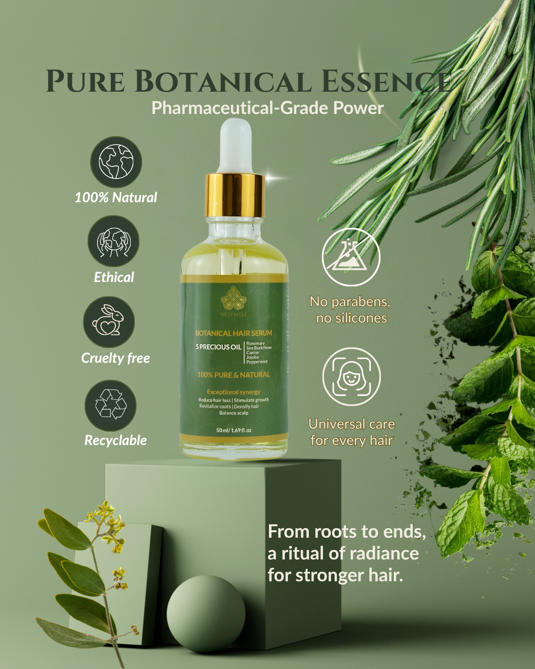 Botanical Growth Serum — the art of hair regeneration, powered by nature and backed by science